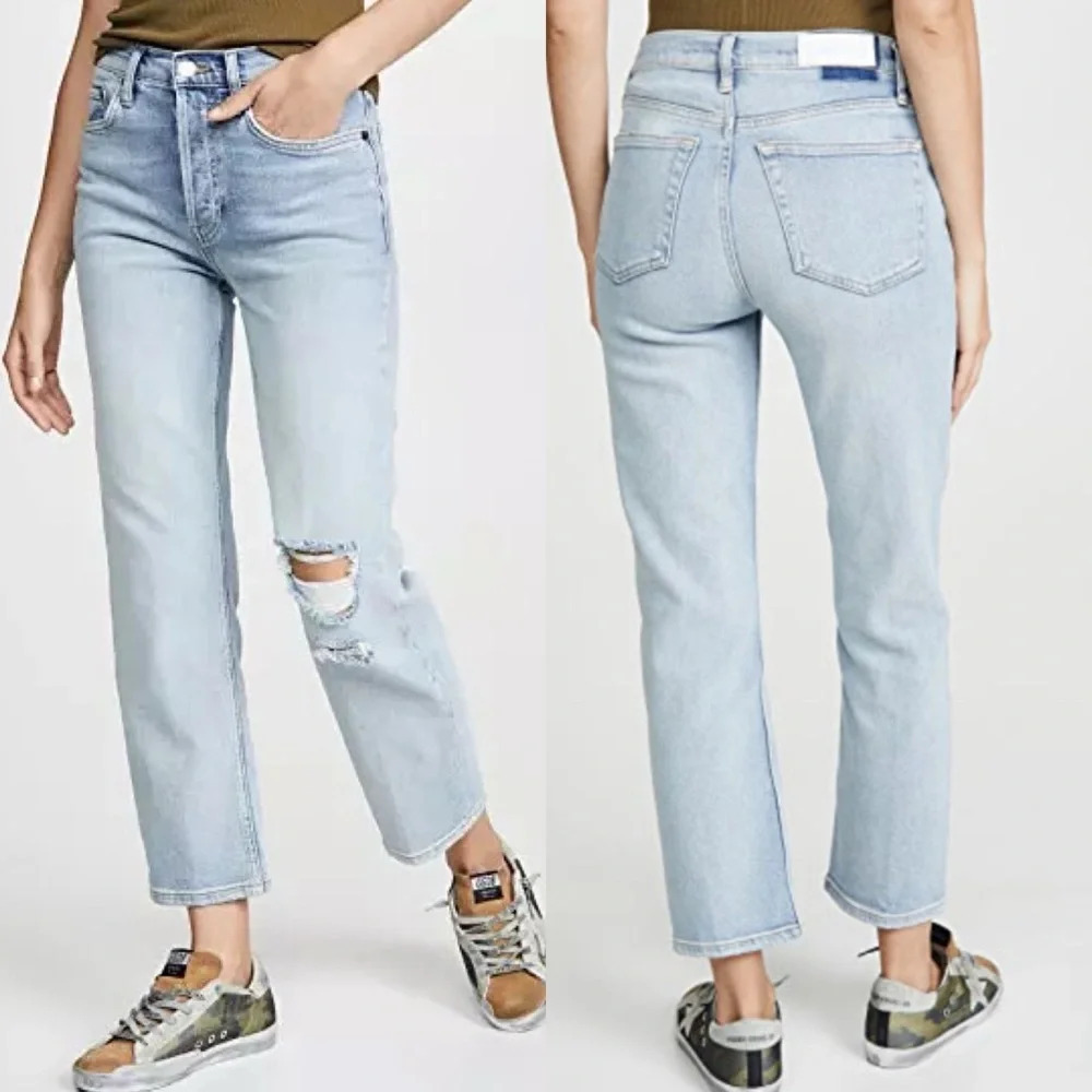 RE/DONE 70’s Stove Pipe Jeans in Lived in Light Size 25 Distressed